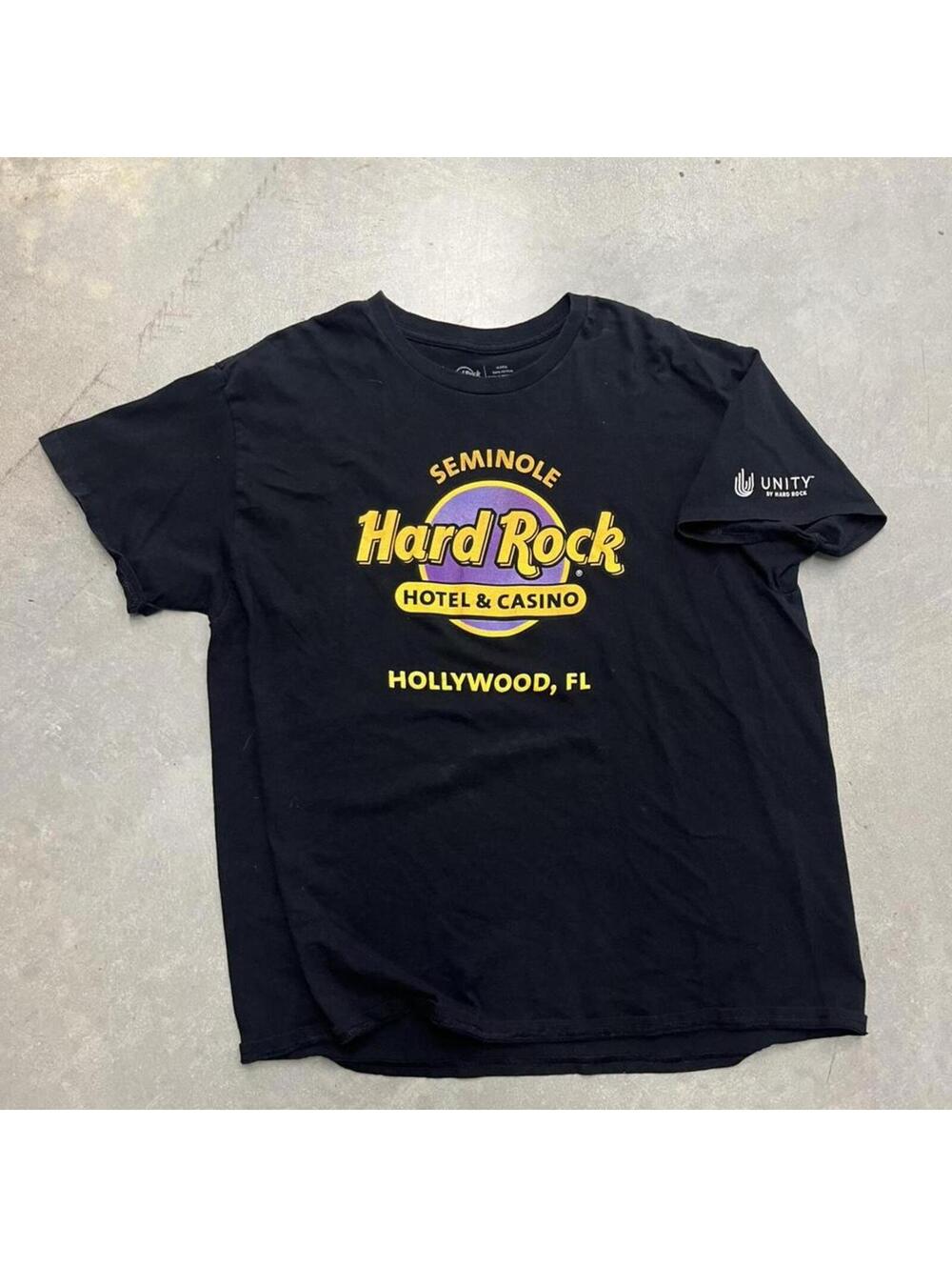 Y2K Hard Rock Hotel & Casino Hollywood FL Graphic T-Shirt Black Size XL